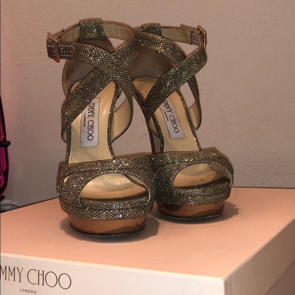 Jimmy Choo Gold Sandals - Picture 2 of 3